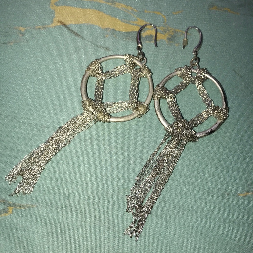 Silver dream catcher like dangles!